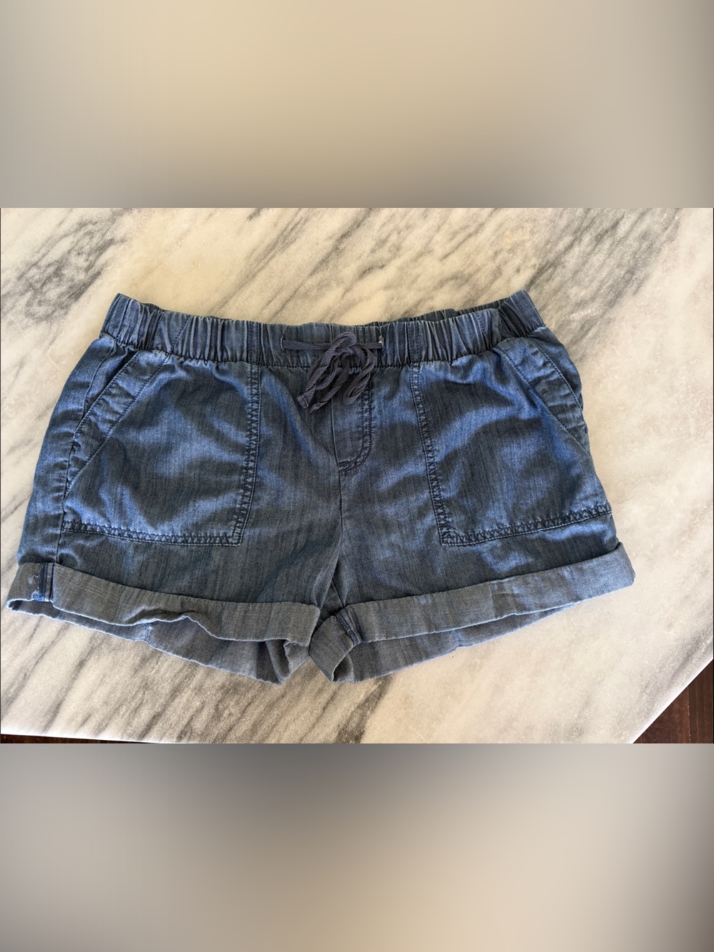 GAP Women's Denim-Look Blue Drawstring Shorts